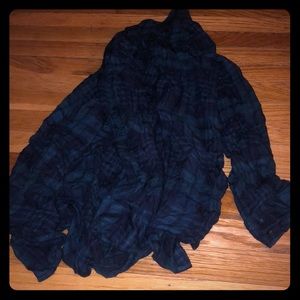 Green and navy blue flannel shirt